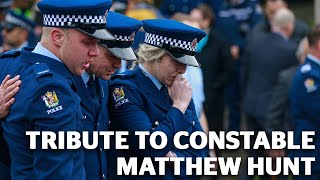 Police officers pay tribute to Constable Matthew Hunt  nzheraldconz [upl. by Yeargain]