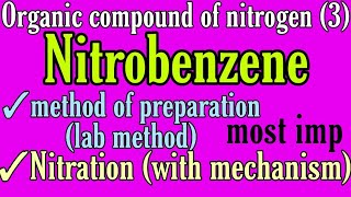 Nitrobenzene method of preparation lab method nitration mechanism in hindi bsc 2nd year organic c [upl. by Damle]