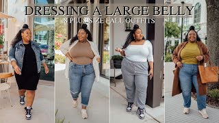 8 PLUS SIZE FALL OUTFITS FOR A LARGE BELLY  HOW TO DRESS YOUR APPLE SHAPE  FROM HEAD TO CURVE [upl. by Halak]