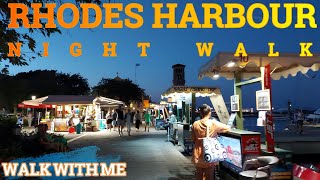 RHODES HARBOUR  GREECE  Night Walk rhodes rhodos rodos [upl. by Ardnaxela125]