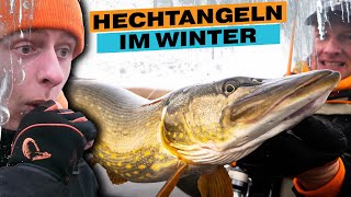 HECHTANGELN im Winter 🥶 am Bodden  FETTES GEWINNSPIEL  🔥 [upl. by Nairbo]