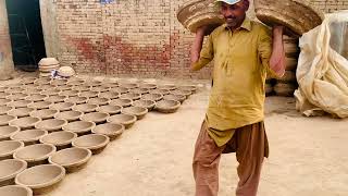 Making Traditional Clay Plates On Wheel  Glaze Pottery Art  Clay Pottery [upl. by Nolad]