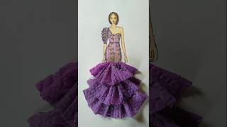 Art dress design with tissue paper😍💜💜 fashion fashionstyle art viralvideo shorts [upl. by Karrah]