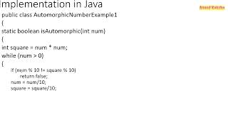 The automorphic number in java 8  Java tutorial for beginner  How to check automorphic number java [upl. by Leblanc]