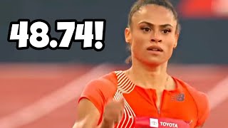 Sydney McLaughlin Records Crazy 400m PB 4874  US Trials Track And Field 2023 [upl. by Natehc]