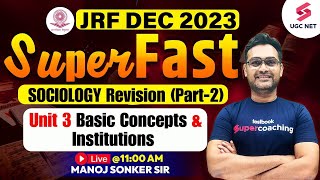 UGC NET Sociology  Unit 3 Basic Concepts and Institutions Part02 Revision  Manoj Sonker Sir [upl. by Hayidan968]