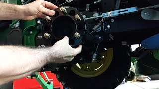 John Deere 2025r 2quot rear wheel spacer install [upl. by Klotz]