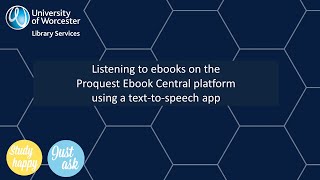 Listening to ebooks on the Proquest Ebook Central platform using a text to speech app [upl. by Navert704]