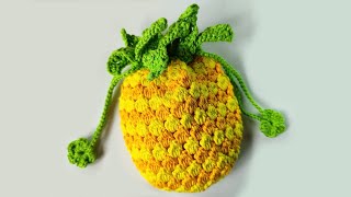 Pineapple Crochet Pouch Beginner Friendly [upl. by Anas]