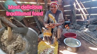 Cooking delicious African traditional food Sweet potato mix kidney beans yummy 😋villagelife [upl. by Nata]