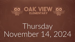 Wake Up Oak View November 14 2024 [upl. by Derr191]