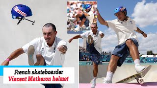 Olympics Paris 2024 Fuming French skateboarder Vincent Matheron kicks his helmet in anger after [upl. by Jimmy]