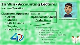 Lecture 13 Optional Standard Deductions Allowable Deductions Income Taxation [upl. by Sheila]