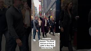 Dwayne “The Rock” Johnson waves to fans as he arrives at GMA in New York this morning newyork [upl. by Ynetsed74]