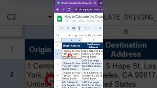 Calculate the Distance Between Two Addresses in Google Sheets [upl. by Ahsirtal]