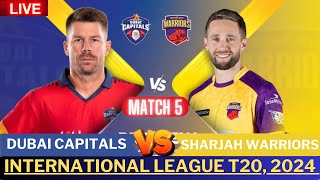 ILT20 Live  Dubai Capitals vs Sharjah Warriors 5th Match  DC Vs SW Live Match Today ILT20 live [upl. by Anesusa101]