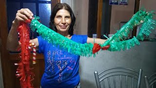 ASI SE HACEN LAS GUIRNALDAS NAVIDEÑAS DE BOLSAS PLASTICAS DIY [upl. by Ennairek]