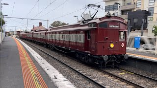 Steamrail Red Rattler Tait train Yarraville and Flinders Street Station [upl. by Ettenoitna576]