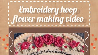 embroidery hoop flower making video how to make a embroidery flower 🌹🌹alishaartgallery [upl. by Garson605]