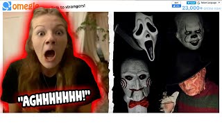 HORROR Voice TROLLING on OMEGLE  Jigsaw Ghostface Pennywise amp Freddy Krueger [upl. by Keel]