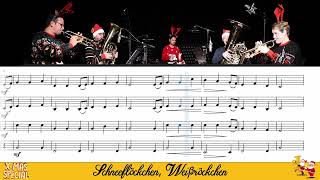 Schneeflöckchen Weißröckchen für Blechbläserquartett  mit Noten  Die schönsten Weihnachtslieder [upl. by Annawat960]