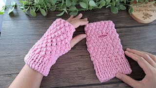 Easy Crochet Fingerless Gloves  Crochet amp Crafts Therapy [upl. by Miarfe714]