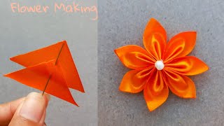 DIY How to make an adorable fabric rose flower  in just 3 minutes  DIY Flower [upl. by Korman198]