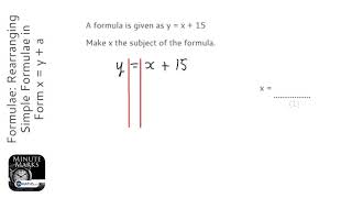 Rearranging Formulae Rearranging Simple Formulae in Form x  y  a Grade 4  OnMaths Revision [upl. by Alleon]