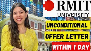 Got RMIT University Unconditional Offer letter  RMIT University offer letter  rmit australia [upl. by Oninotna]