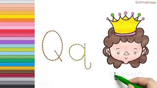 Q for Queen 👑  Learn English Alphabet  Letter Q Tracing amp Sound  Learn Colors  ABCD Song [upl. by Eryt]