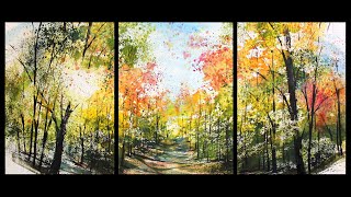 30quotx66quot Large Triptych watercolor by Sumiyo Toribe [upl. by Sansen]