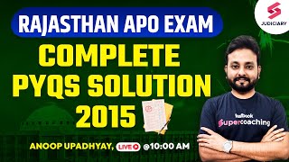 Rajasthan APO 2024 Rajasthan APO Previous Year Question Paper 2015 Solution  Anoop Sir [upl. by Ylrad]