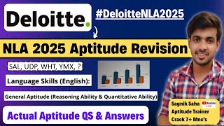 🔥Deloitte NLA 2025 Actual Aptitude Questions amp Answers  Deloitte NLA 2025 Final Aptitude Revision [upl. by Drareg]