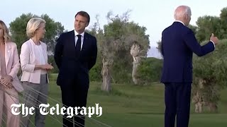 Joe Biden appears to walk off during G7 flag ceremony [upl. by Eliott]