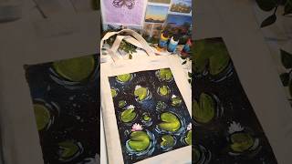 Painting on a tote bag 💚 music cover folklore aurora art aestehtic paintingtechniques singer [upl. by Olecram]