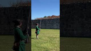 Firing of the Brown Bess Musket at Fort Frederick [upl. by Annoiek]