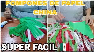 LA MANERA MAS FÁCIL DE HACER 🇲🇽 quotPOMPONES TRICOLORquot pompones de porrista de papel china [upl. by Ier197]