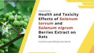 Health and Toxicity Effects of Solanum torvum and Solanum nigrum Berries Extract on Rats [upl. by Htomit]