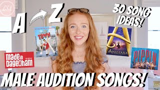 30 MALE MUSICAL THEATRE AUDITION SONGS AZ AUDITION LIST  Lucy StewartAdams [upl. by Natanoj]