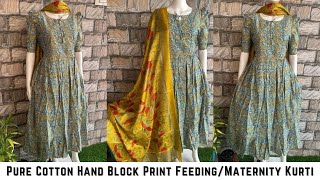 Pure Cotton Hand Block Print FeedingMaternity Kurti  AllTime Outfits feeding maternity cotton [upl. by Pickford]