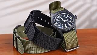 38mm Sapphire Crystal Field Khaki  ML05 PVD black match with NATO nylon strap [upl. by Nona]