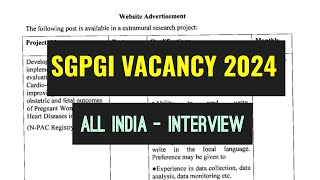 SGPGIMS RECRUITMENT 2024  ALL INDIA APPLY  INTERVIEW  SGPGI VACANCY 2024 [upl. by Tillie991]