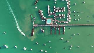 Bird View of Chalong Pier Phuket 4K อ่าวฉลอง เทศบาลนครภูเก็ต 鸟瞰查龙码头 [upl. by Nonnelg]