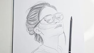 Learning how to draw face with black pen technique [upl. by Weld]