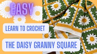 Daisy Granny Square  EASY Beginner Crochet Tutorial  Part 1 [upl. by Airet]