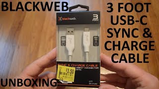 Unboxing Blackweb 3FT USBC Sync And Charge Cable White [upl. by Aikrahs]