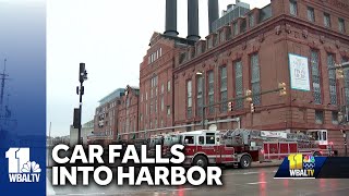 Car falls into Inner Harbor Baltimore police say [upl. by Trinette]