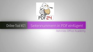 PDF24 21 Seitennummern in eine PDFDatei einfügen [upl. by Atteiluj765]