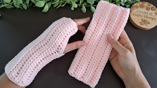 How to Crochet Easy Fingerless Gloves Mitts DIY Tutorial  Crochet amp Crafts Therapy [upl. by Annonyw]