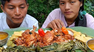 Eating spicy chicken with king chilli bamboo shoots boiled  naga couple mukbang  moakhah vlogs [upl. by Vittoria260]